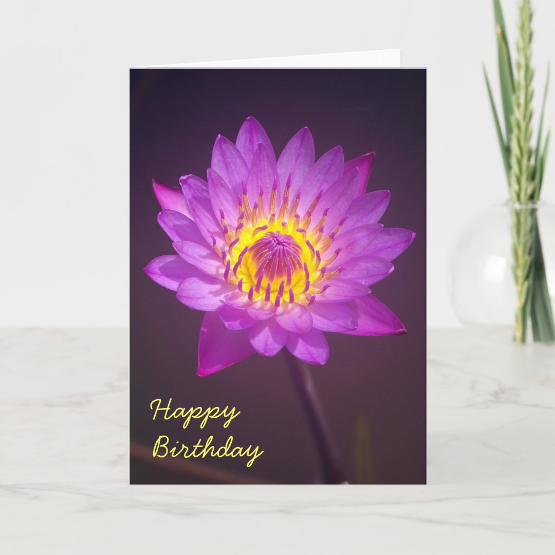 Purple Lotus Flower Birthday Card Zazzle