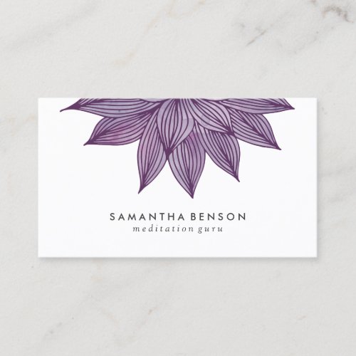 Purple Lotus Flower  Floral Watercolor Business Card