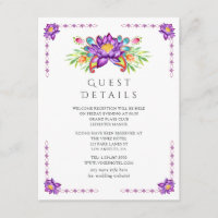 Purple Lotus Flower Indian Wedding Guest Details