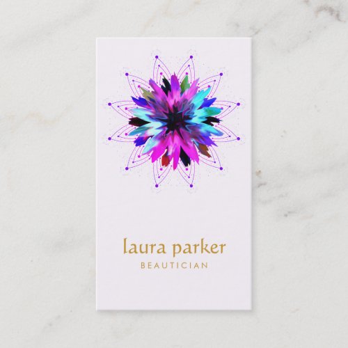 Purple Lotus Flower Logo Healing Therapy Yoga Business Card