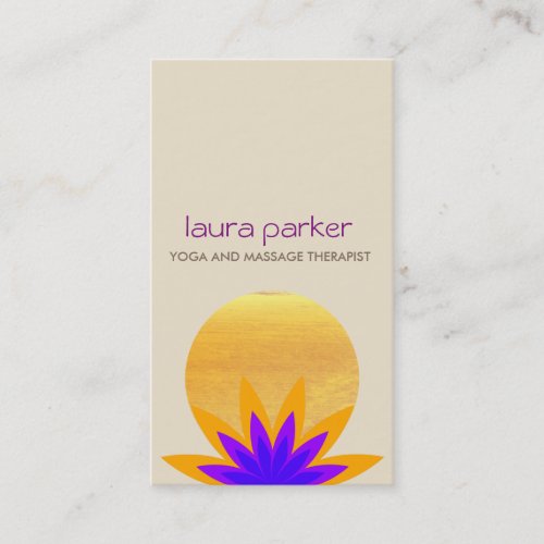 Purple Lotus Flower Logo Yoga Healing Health Business Card