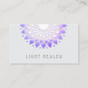 Purple Lotus Flower Mandala Energy Healer Business Card