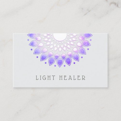 Purple Lotus Flower Mandala Energy Healer Business Card