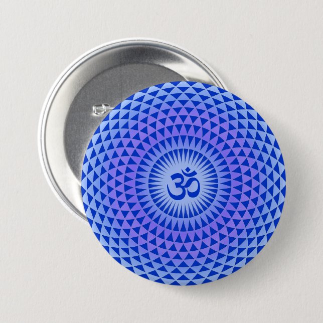 Purple Lotus flower meditation wheel OM Button (Front & Back)