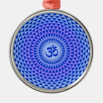 Purple Lotus Flower Meditation Wheel Om Metal Ornament by mystic_persia at Zazzle