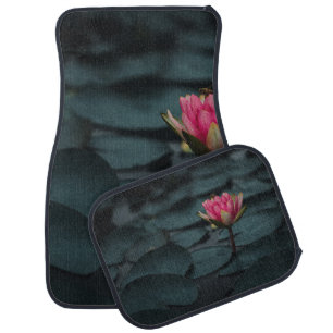 PURPLE LOTUS FLOWER ON WATER CAR FLOOR MAT