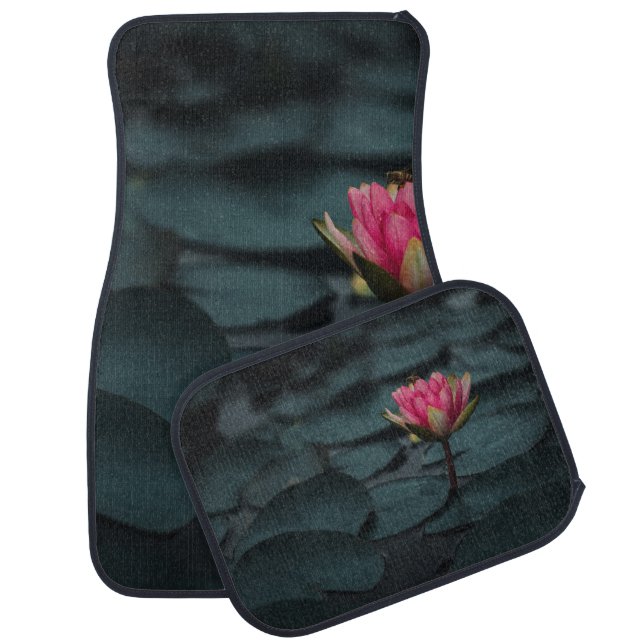 PURPLE LOTUS FLOWER ON WATER CAR FLOOR MAT (Set)