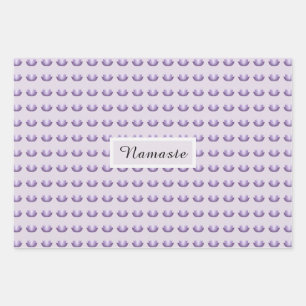 Purple Lotus Flower  Pattern Namaste Wrapping Paper Sheets