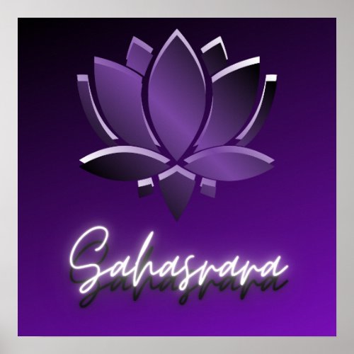 Purple Lotus flower Sahasrara Poster