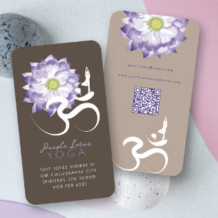 Purple Lotus Flower Spiritual Yoga Om Logo Symbol Business Card