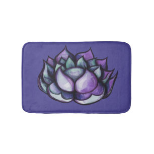 Purple Lotus Flower Watercolor Meditation Art Bath Mat