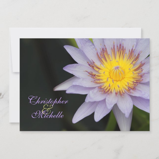 Purple Lotus Flower Wedding Invitation (Front)