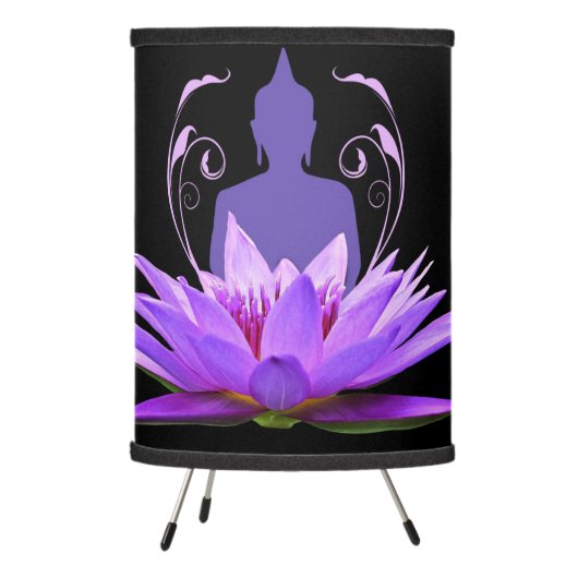 Purple Lotus Flower Yoga Meditation Zen Tripod Lamp (Left)