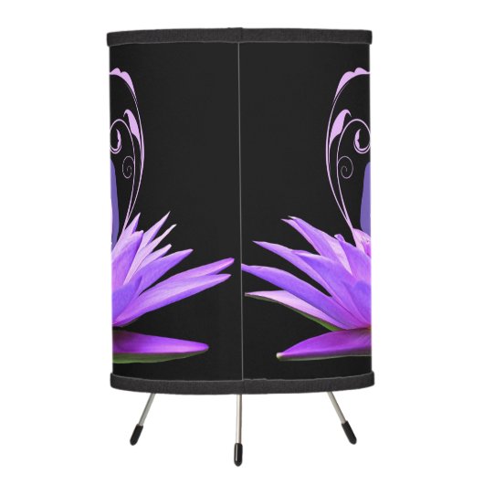 Purple Lotus Flower Yoga Meditation Zen Tripod Lamp (Back)