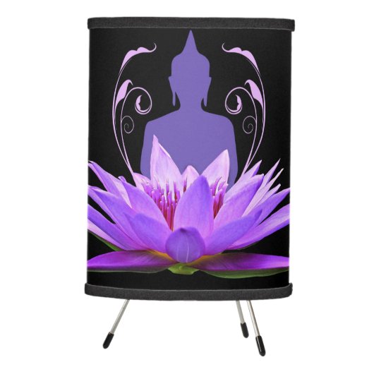 Purple Lotus Flower Yoga Meditation Zen Tripod Lamp (Right)