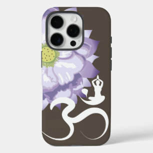 Purple Lotus Flower Yoga & Om/Aum Zen Calligraphy iPhone 16 Pro Case