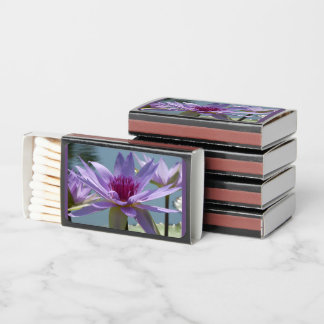 Purple Lotus Flowers Close Up Match Box