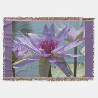 Purple Lotus Flowers Close Up Throw Blanket