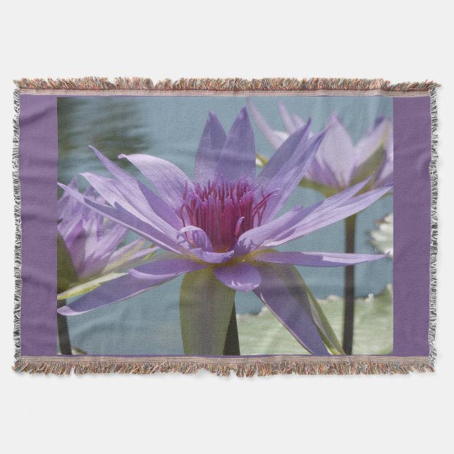 Purple Lotus Flowers Close Up Throw Blanket (Front)