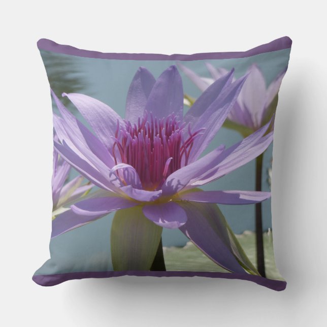 Purple Lotus Flowers Close Up Throw Pillow (Front)