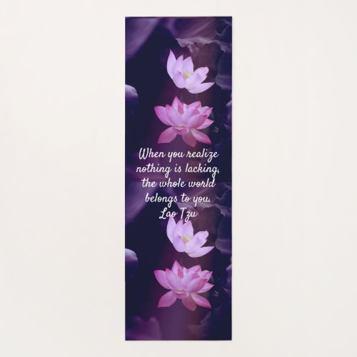 Purple Lotus Flowers Quote  Yoga Mat