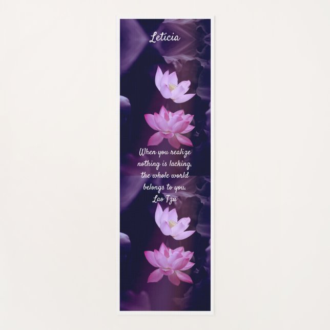 Purple Lotus Flowers Quote  Yoga Mat (Front)