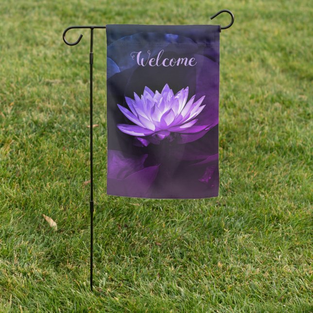 Purple Lotus Garden Flag (In SItu)