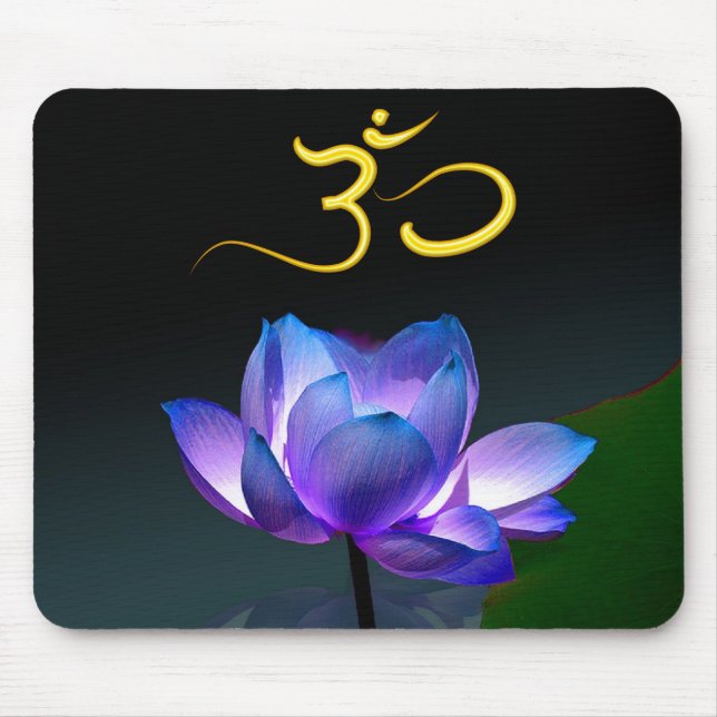 Purple Lotus in full bloom with Om, mousepad (Front)
