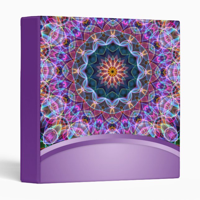 Purple Lotus Mandala 3 Ring Binder (Front/Spine)