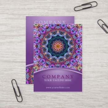 Purple Lotus Mandala Chubby Business Card by WavingFlames at Zazzle