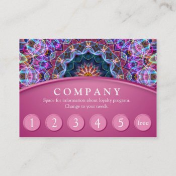 Purple Lotus Mandala Customer Loyalty Card - Pink by WavingFlames at Zazzle