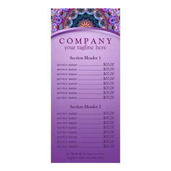 Purple Lotus Mandala Price List Rack Card by WavingFlames at Zazzle