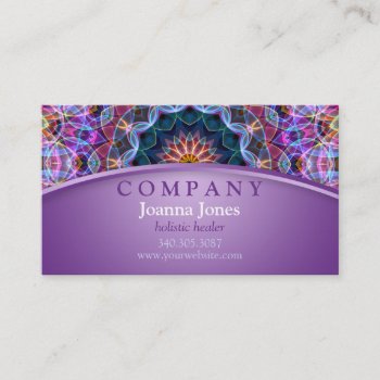 Purple Lotus Mandala Purple Business Card by WavingFlames at Zazzle