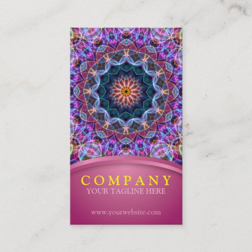 Customizable Purple Lotus Mandala with pink Business Card Template