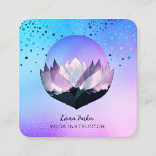 Purple Lotus Moon Meditation Yoga Holistic Sea  Square Business Card