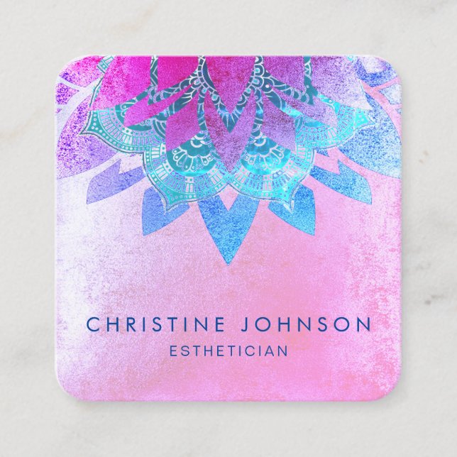 purple lotus square business card (Front)