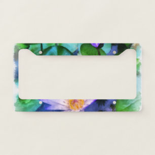 Purple Lotus Watercolor License Plate Frame