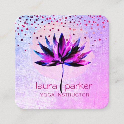 Purple Lotus Watercolour Yoga Massage Therapist  Square Business Card