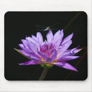 Purple Lotus Waterlily Dragonfly Playing Cards Mouse Pad