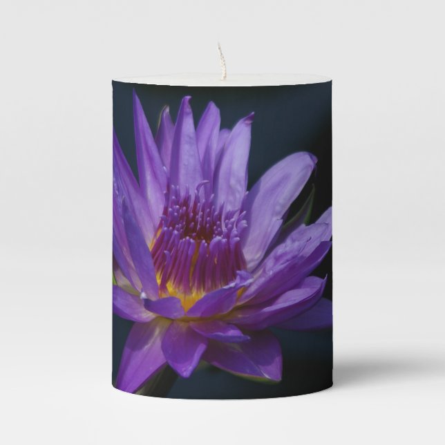 Purple Lotus Waterlily Flameless Candle (Front)