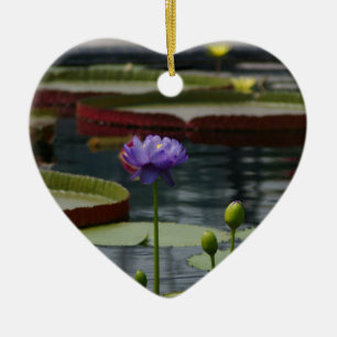 Purple Lotus Waterlily Flower Ceramic Ornament