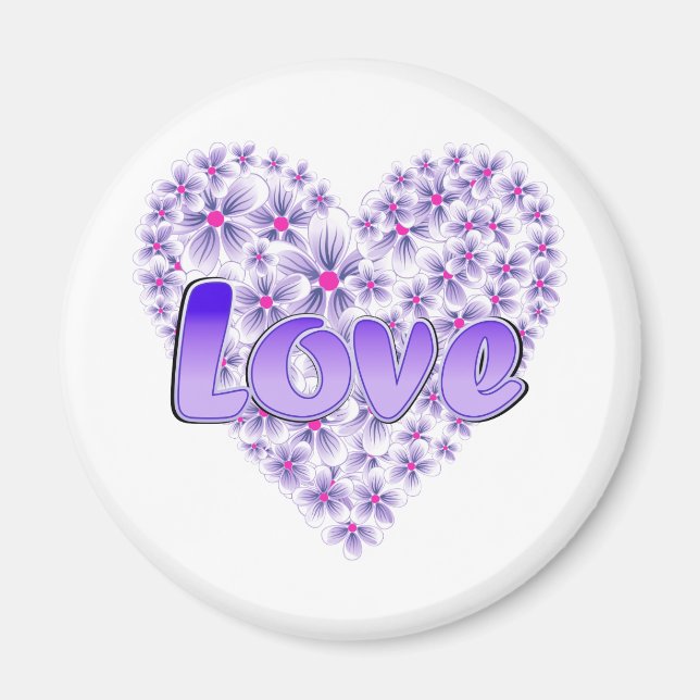 Purple Love and Daisies Magnet (Front)