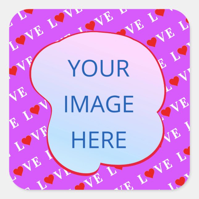 Purple LOVE Heart Elegant Square Sticker (Front)