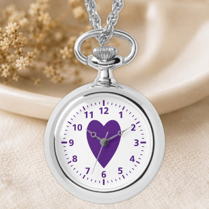 Purple love heart Necklace Watch