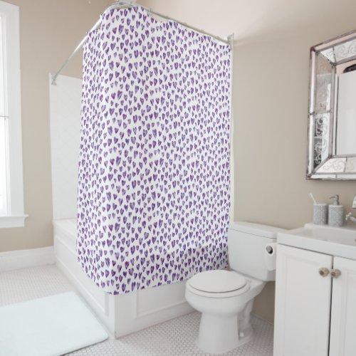 Purple Love Heart pattern Shower Curtain