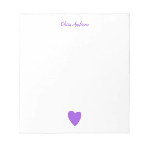 Purple Love Heart Personalized Notepad