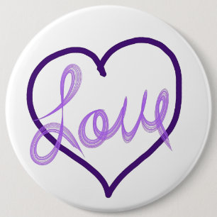Purple Love Heart Pin Buttons