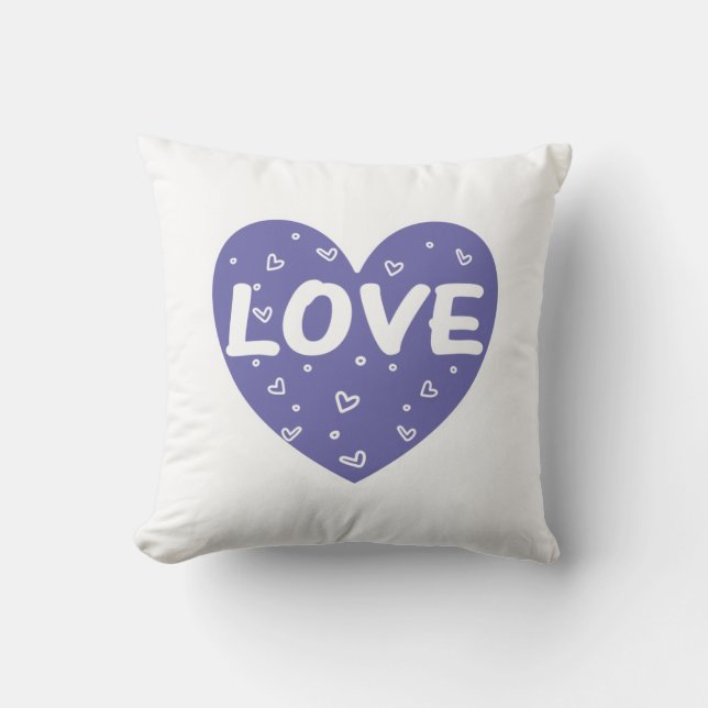 Purple love heart throw pillow (Front)