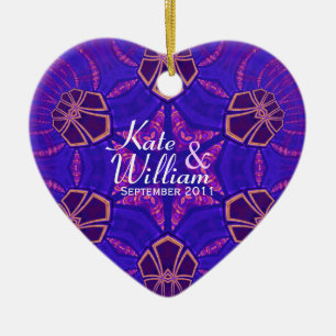 Purple Love Heart Valentine Wedding Ornament