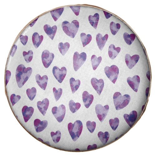 Purple love heart watercolor pattern chocolate covered oreo